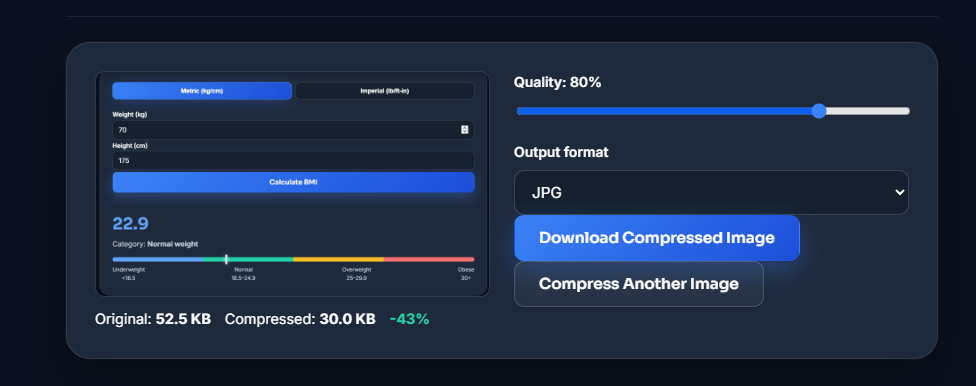 Image Compression Tool real testing example